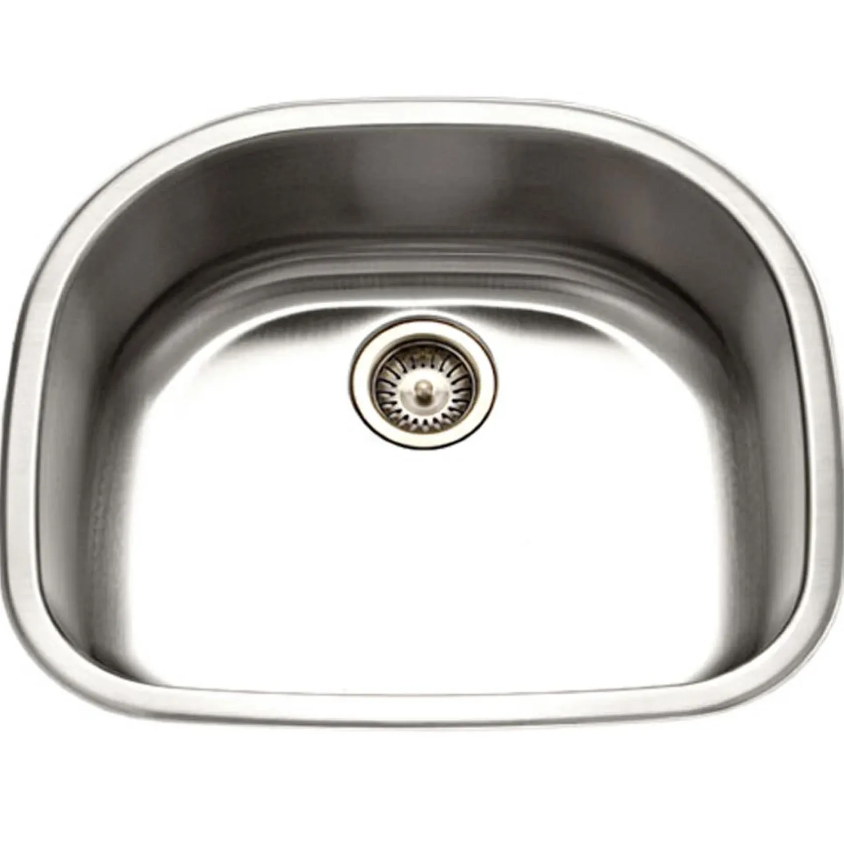 Houzer 24" Stainless Steel Undermount Single D Bowl Kitchen Sink, 18 Gauge, MS-2409-1