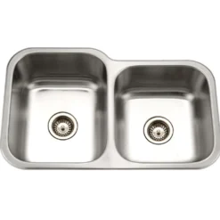Houzer 32" Stainless Steel Undermount 60/40 Double Bowl Kitchen Sink, 18 Gauge, MEC-3220SR-1