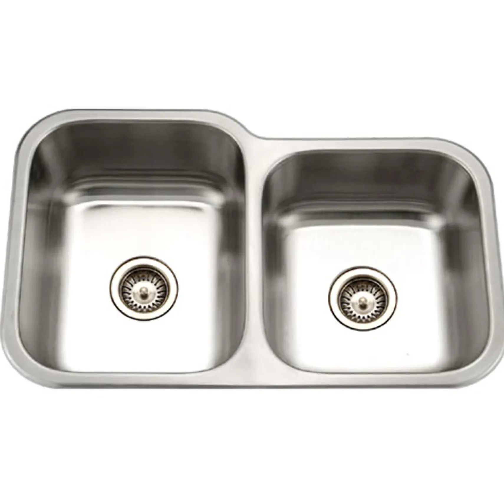 Houzer 32" Stainless Steel Undermount 60/40 Double Bowl Kitchen Sink, 18 Gauge, MEC-3220SR-1