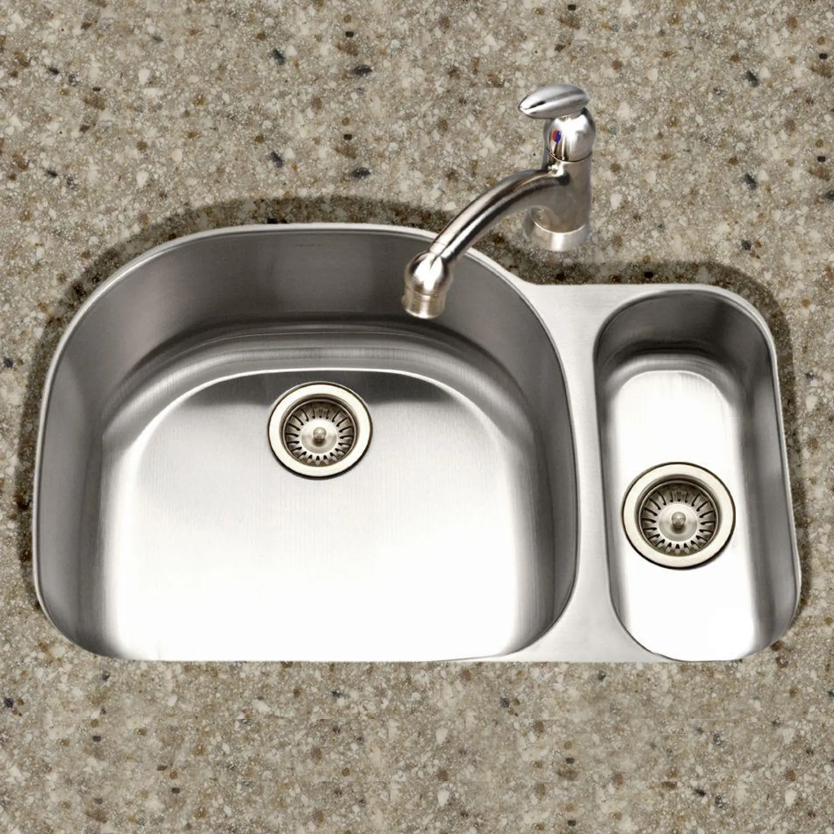 Houzer 32" Stainless Steel Undermount 80/20 Double Bowl Kitchen Sink, 18 Gauge, MG-3209SR-1