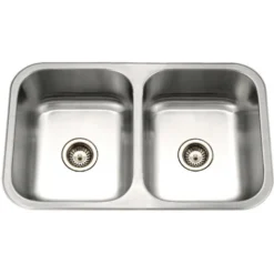 Houzer 32" Stainless Steel Undermount Large Double Bowl Kitchen Sink, 18 Gauge, MGD-3120-1