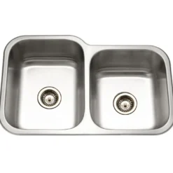 Houzer 32" Stainless Steel Undermount 60/40 Double Bowl Kitchen Sink, 20 Gauge, EC-3208SR-1