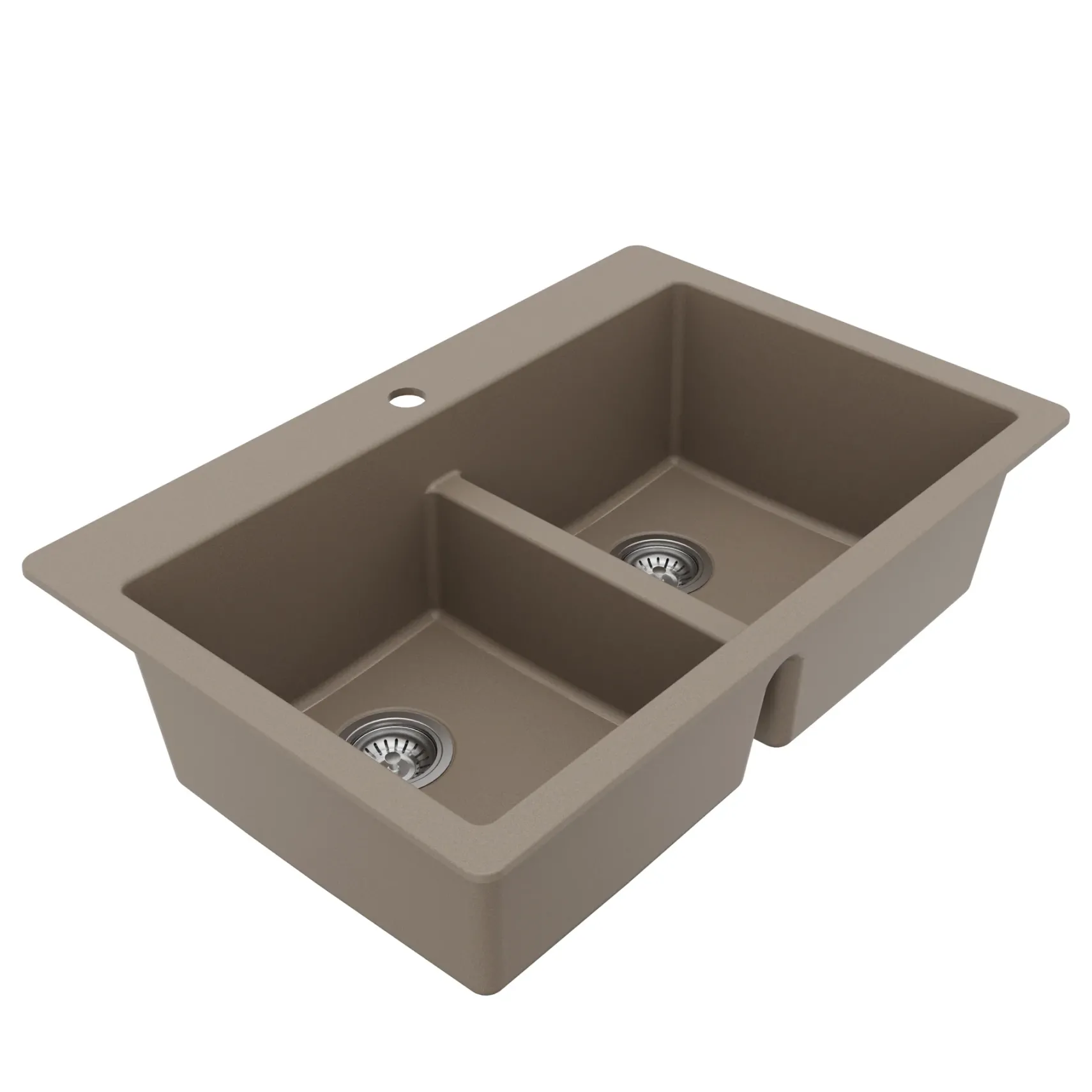 Karran 33" Drop In/Topmount Quartz Composite Kitchen Sink with Accessories, 50/50 Double Bowl, Concrete, QT-810-CN-PK1