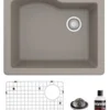 Karran 25" Drop In/Topmount Quartz Composite Kitchen Sink, Concrete, QT-671-CN-PK1