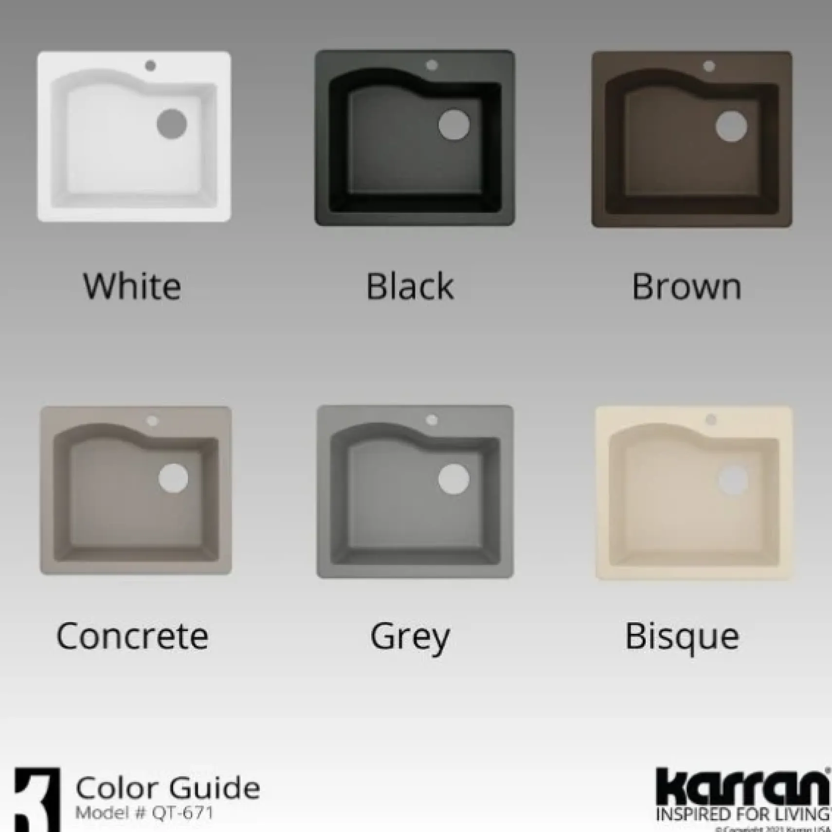 Karran 25" Drop In/Topmount Quartz Composite Kitchen Sink, Concrete, QT-671-CN-PK1