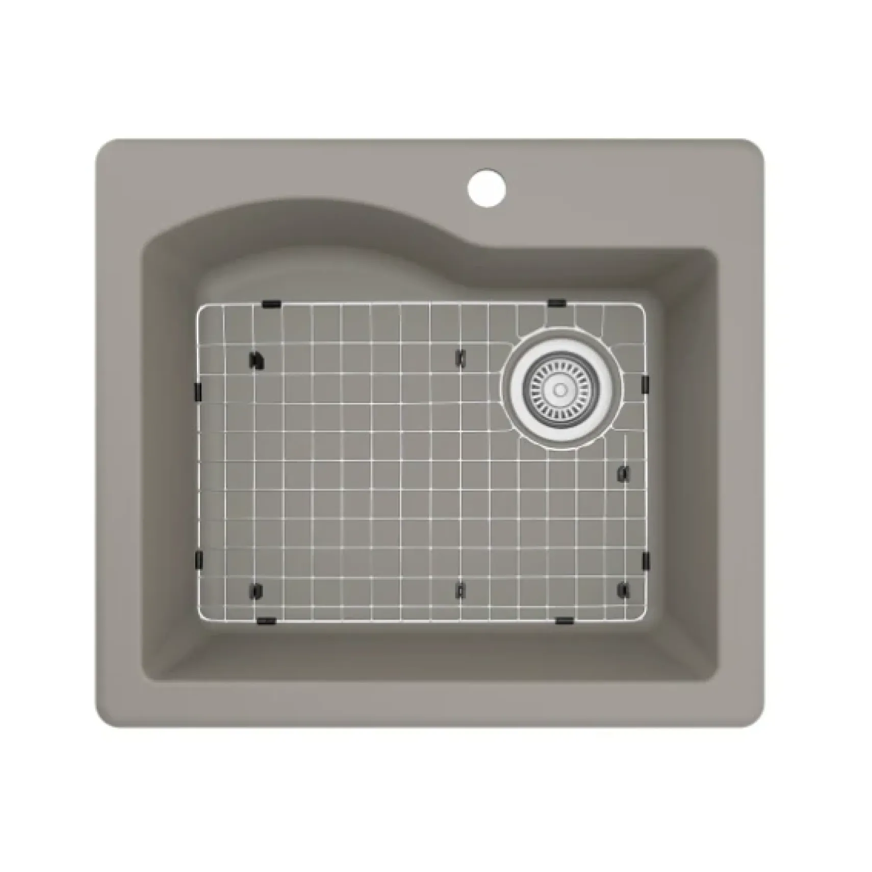 Karran 25" Drop In/Topmount Quartz Composite Kitchen Sink, Concrete, QT-671-CN-PK1