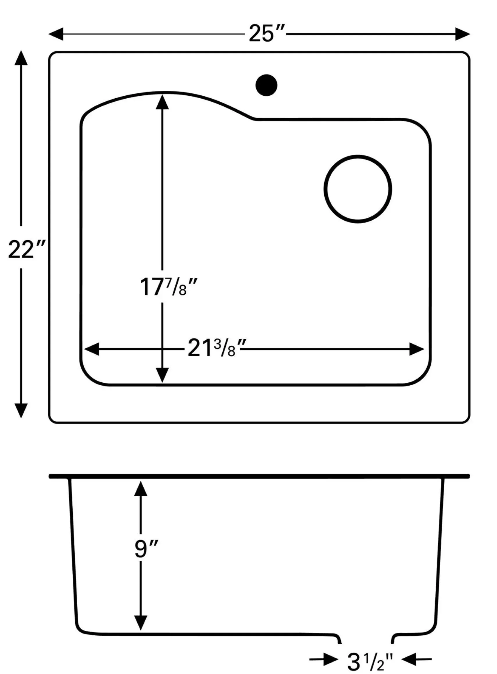 Karran 25" Drop In/Topmount Quartz Composite Kitchen Sink, Concrete, QT-671-CN-PK1