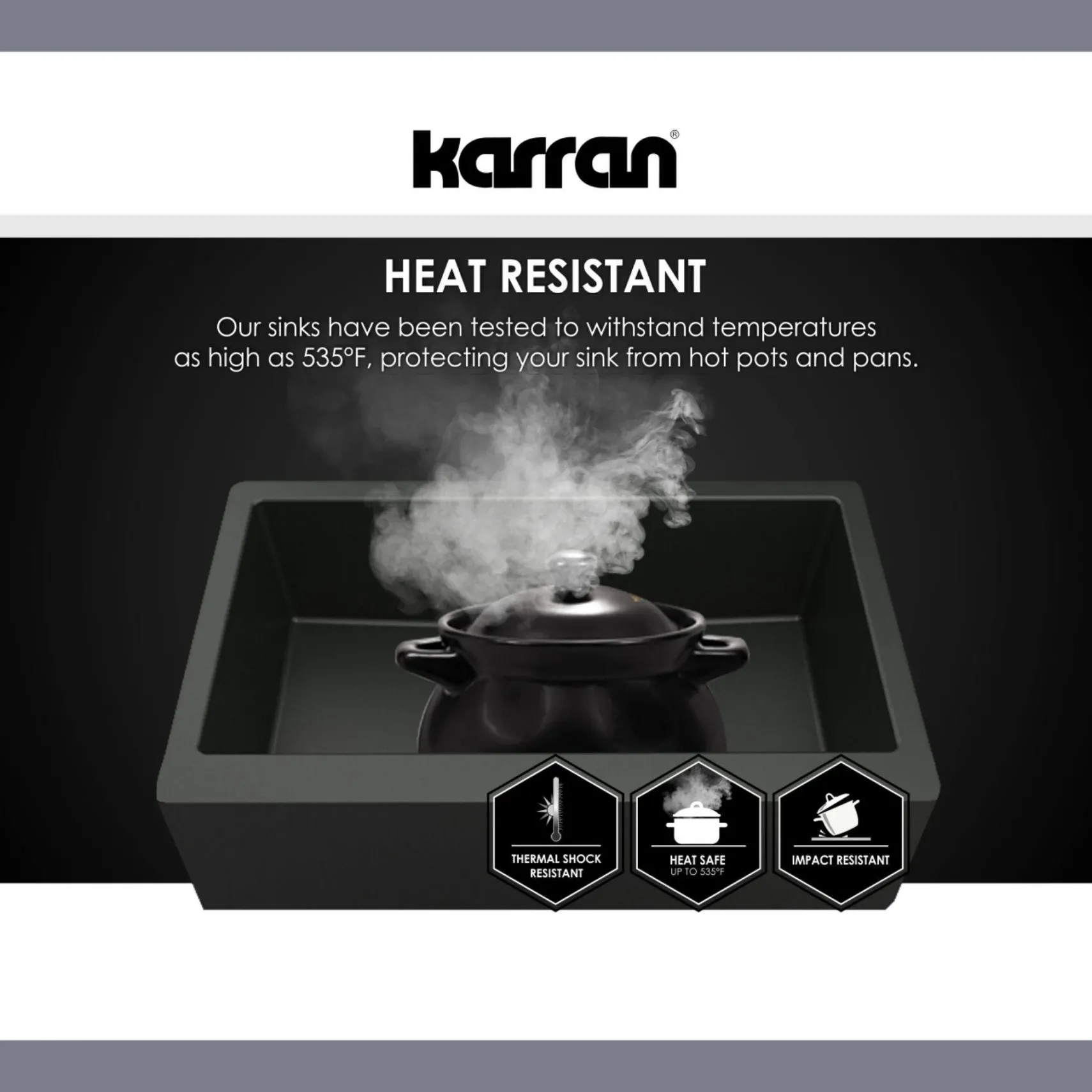 Karran 25" Drop In/Topmount Quartz Composite Kitchen Sink, Concrete, QT-671-CN-PK1