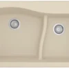 Karran 33" Drop In/Topmount Quartz Composite Kitchen Sink, 60/40 Double Bowl, Bisque, QT-630-BI