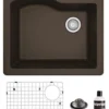 Karran 25" Drop In/Topmount Quartz Composite Kitchen Sink, Brown, QT-671-BR-PK1