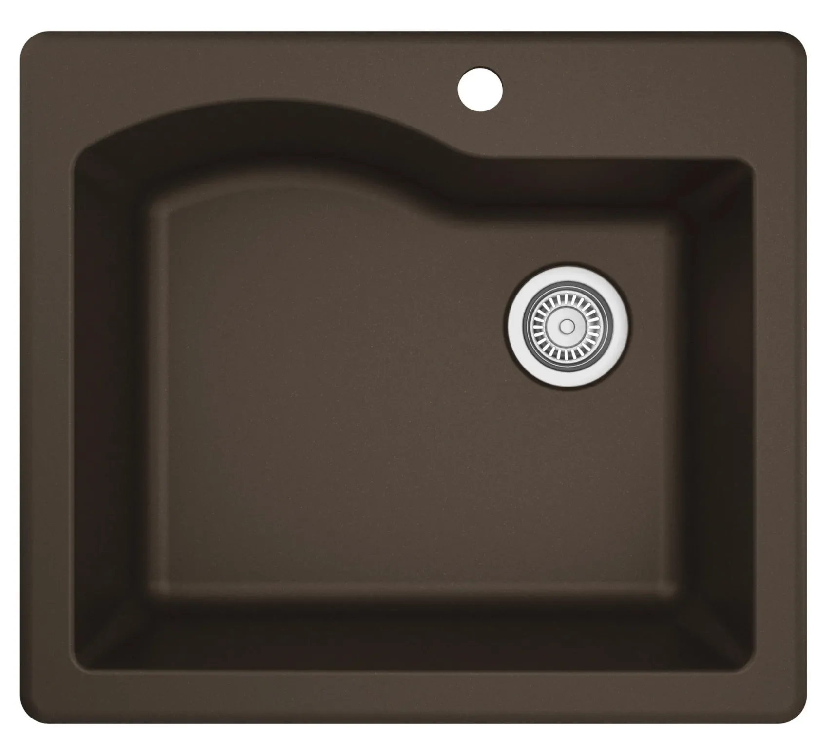 Karran 25" Drop In/Topmount Quartz Composite Kitchen Sink, Brown, QT-671-BR-PK1