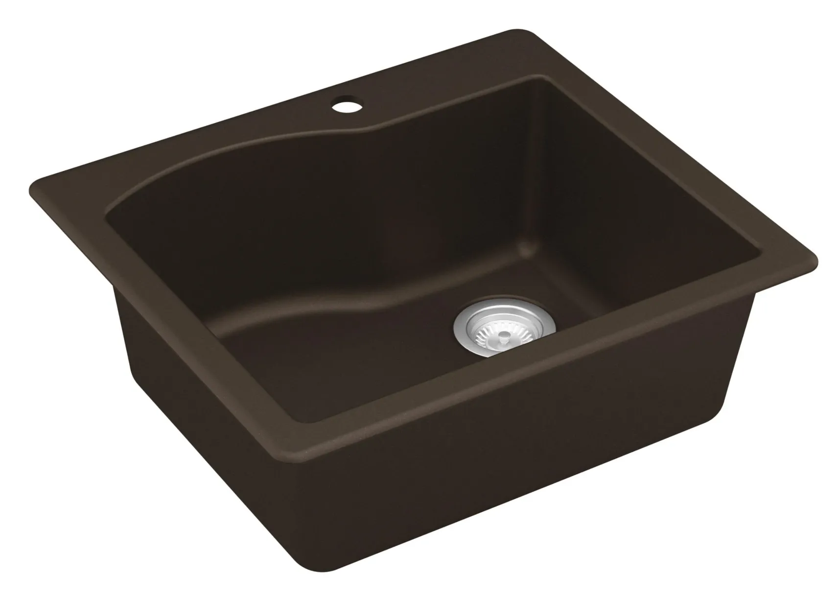 Karran 25" Drop In/Topmount Quartz Composite Kitchen Sink, Brown, QT-671-BR-PK1