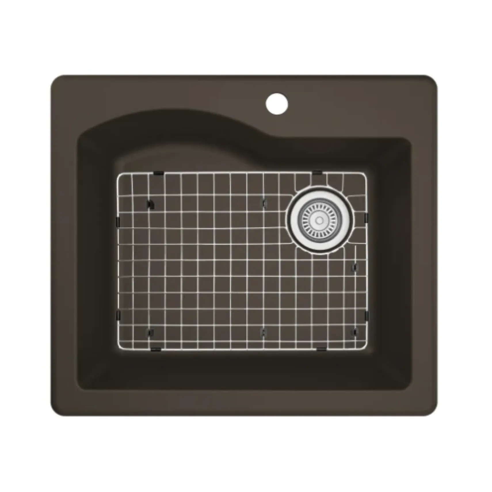 Karran 25" Drop In/Topmount Quartz Composite Kitchen Sink, Brown, QT-671-BR-PK1