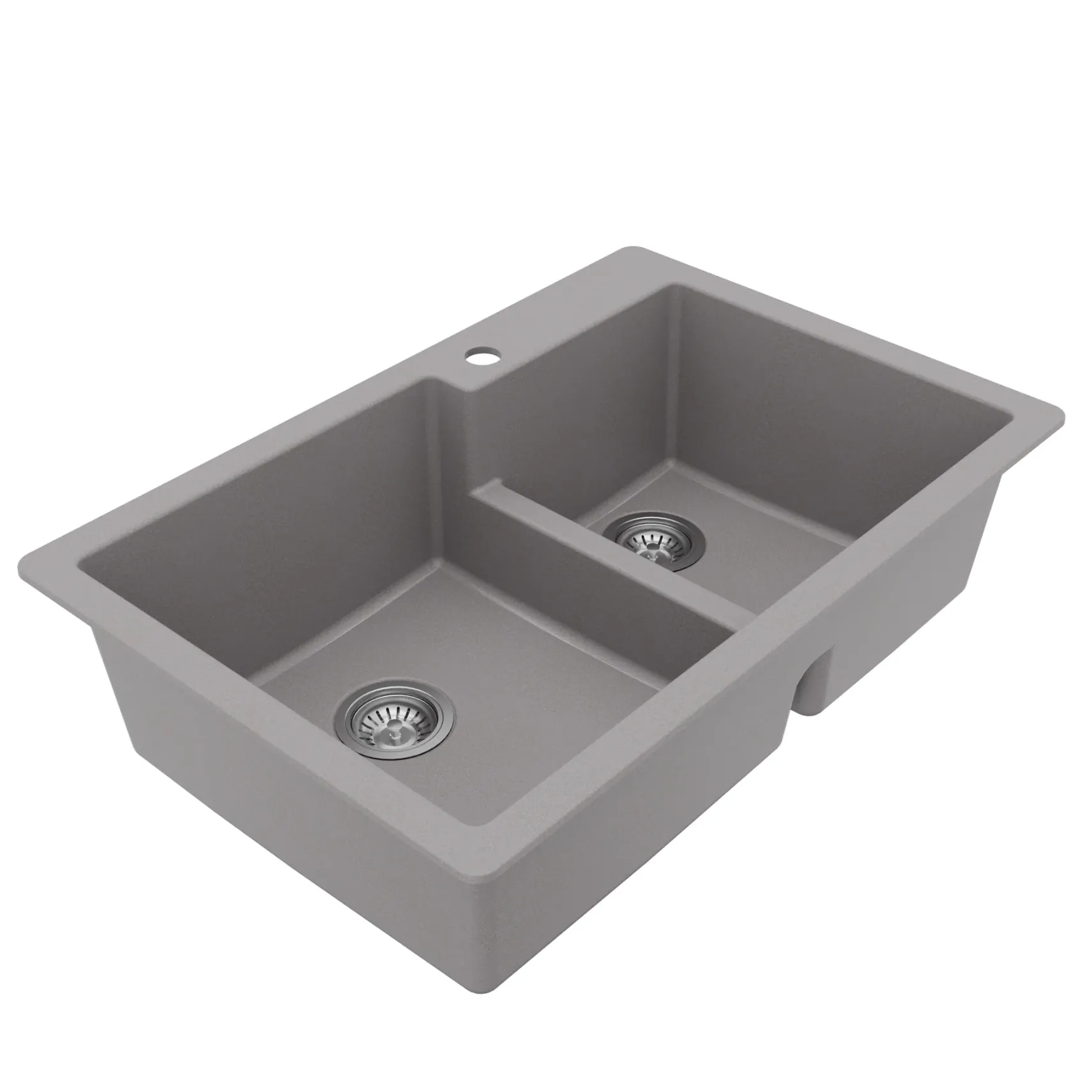 Karran 33" Drop In/Topmount Quartz Composite Kitchen Sink with Accessories, 60/40 Double Bowl, Grey, QT-811-GR-PK1
