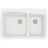 Karran 34" Drop In/Topmount Quartz Composite Kitchen Sink, 60/40 Double Bowl, White, QT-721-WH