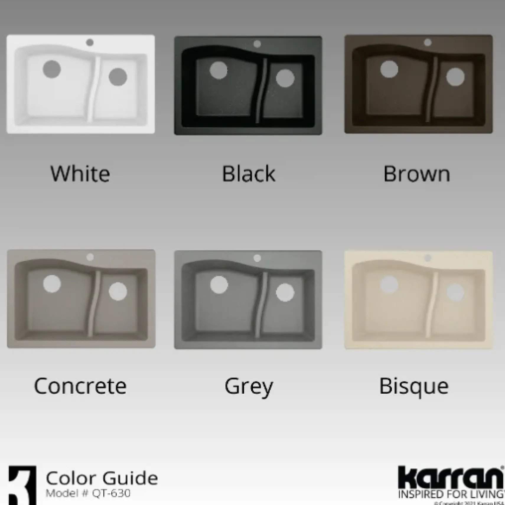 Karran 33" Drop In/Topmount Quartz Composite Kitchen Sink, 60/40 Double Bowl, Grey, QT-630-GR