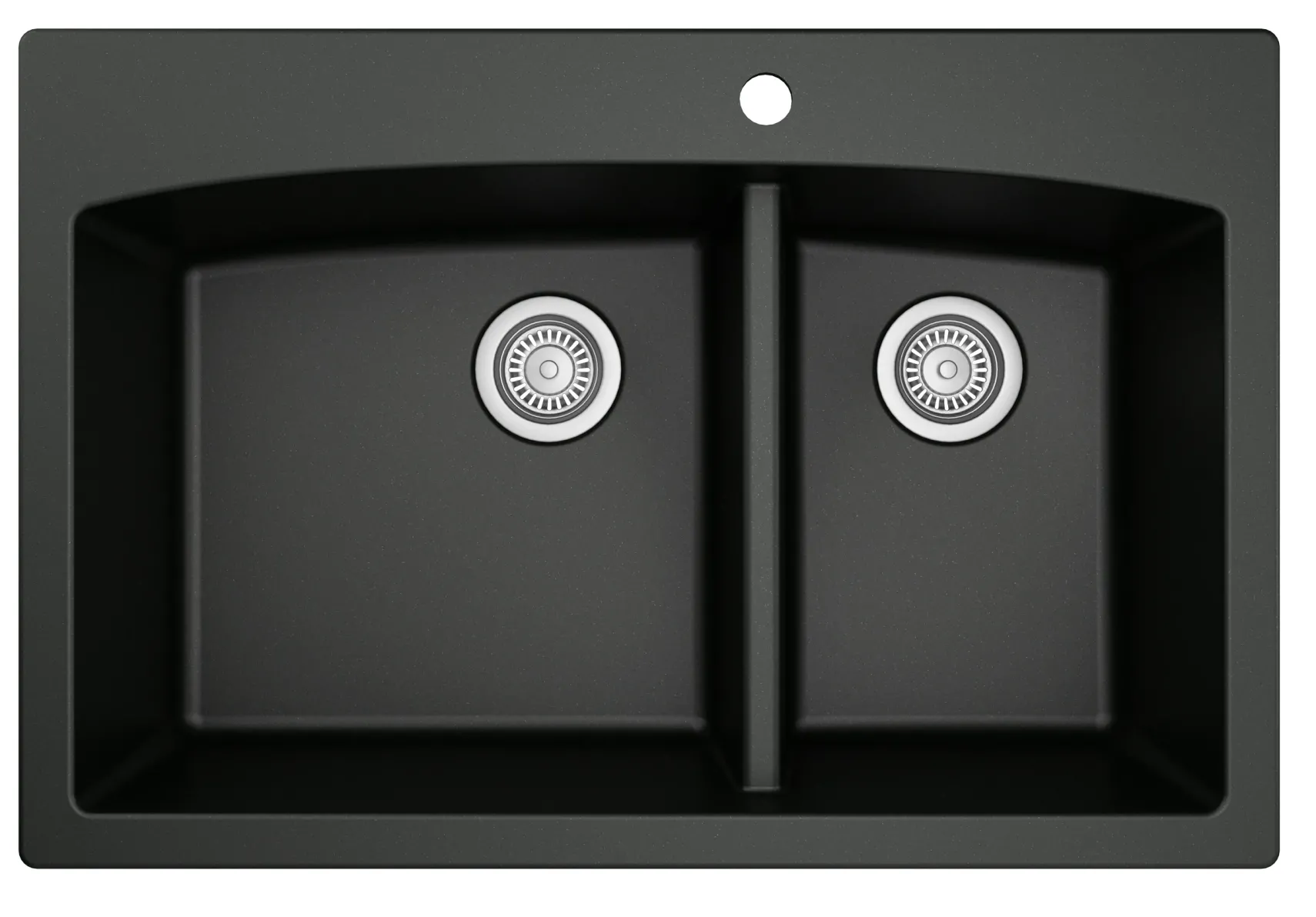 Karran 33" Drop In/Topmount Quartz Composite Kitchen Sink, 60/40 Double Bowl, Black, QT-711-BL