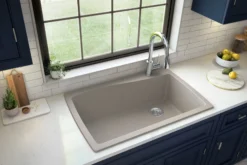 Karran 34" Drop In/Topmount Quartz Composite Kitchen Sink with Accessories, Concrete, QT-722-CN-PK1