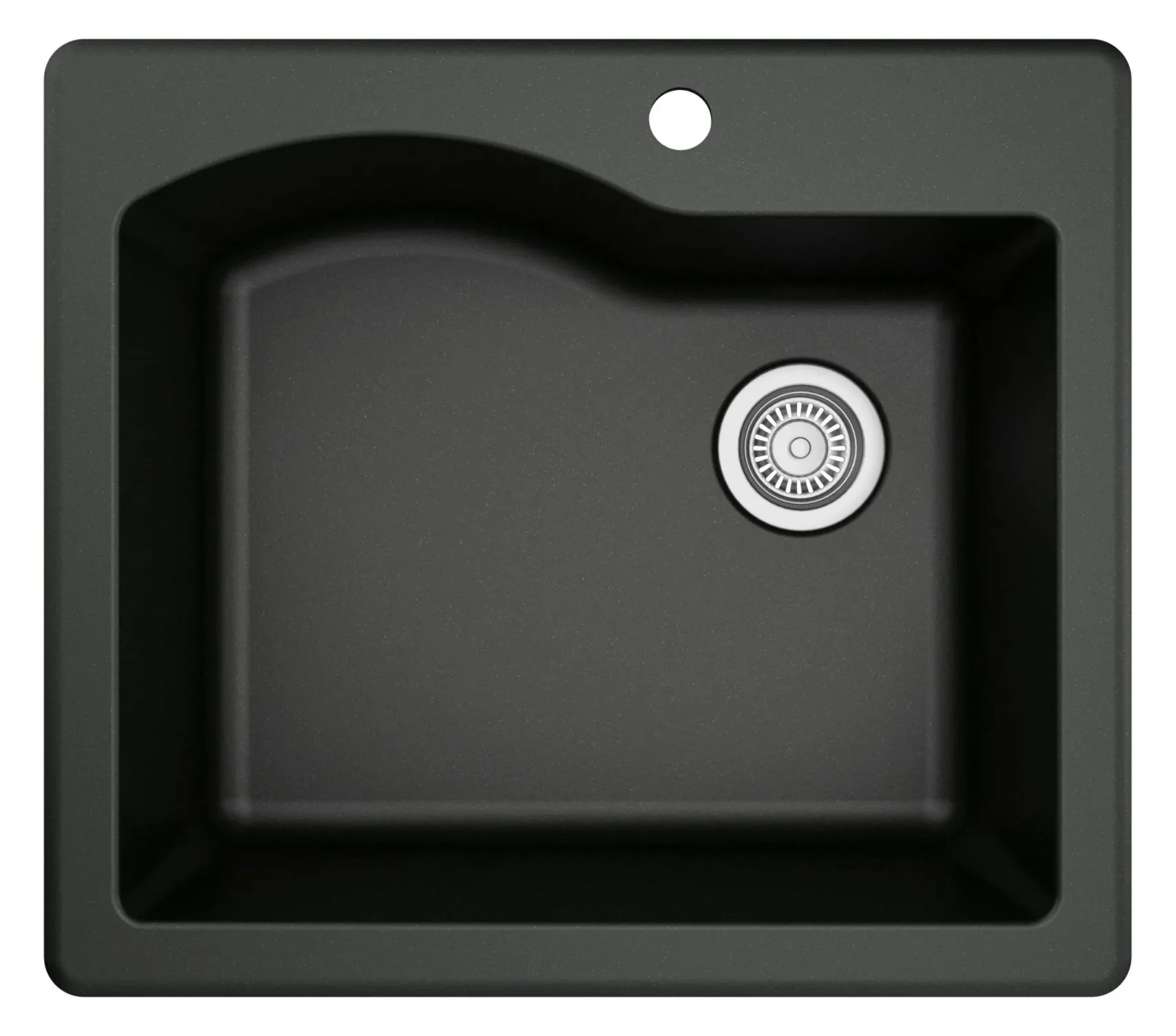 Karran 25" Drop In/Topmount Quartz Composite Kitchen Sink, Black, QT-671-BL-PK1