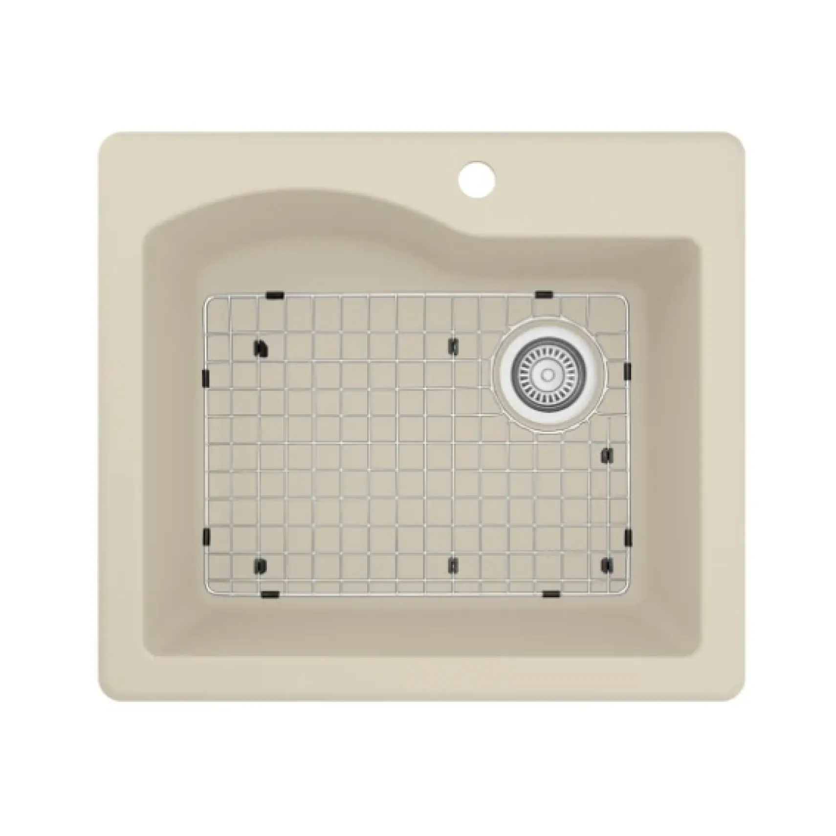 Karran 25" Drop In/Topmount Quartz Composite Kitchen Sink, Bisque, QT-671-BI-PK1