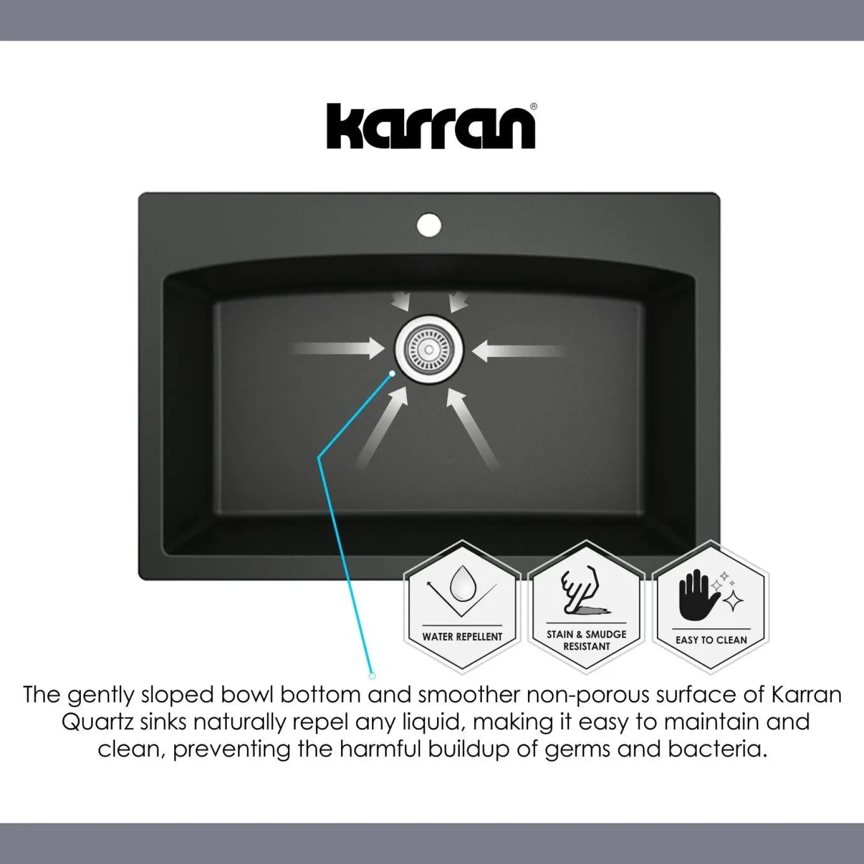 Karran 18" Quartz Bar/Prep Sink, Black, QX-680-BL