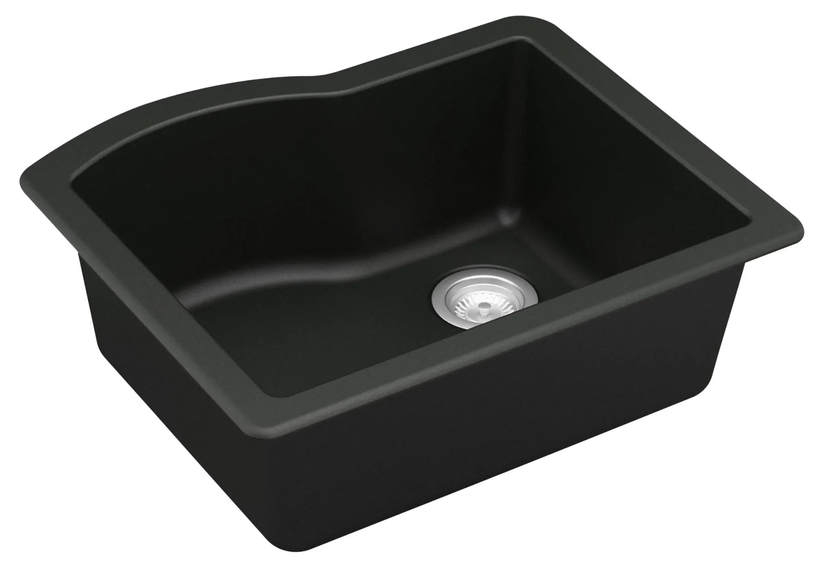 Karran 24" Undermount Quartz Composite Kitchen Sink, Black, QU-671-BL-PK1
