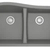 Karran 34" Undermount Quartz Composite Kitchen Sink, 50/50 Double Bowl, Grey, QU-720-GR