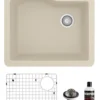 Karran 24" Undermount Quartz Composite Kitchen Sink, Bisque, QU-671-BI-PK1