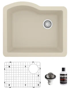 Karran 24" Undermount Quartz Composite Kitchen Sink, Bisque, QU-671-BI-PK1
