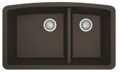 Karran 32" Undermount Quartz Composite Kitchen Sink, 60/40 Double Bowl, Brown, QU-711-BR-PK1