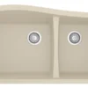 Karran 34" Undermount Quartz Composite Kitchen Sink, 60/40 Double Bowl, Bisque, QU-721-BI
