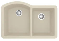 Karran 32" Undermount Quartz Composite Kitchen Sink, 60/40 Double Bowl, Bisque, QU-610-BI-PK1