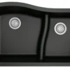 Karran 32" Undermount Quartz Composite Kitchen Sink, 60/40 Double Bowl, Black, QU-630-BL
