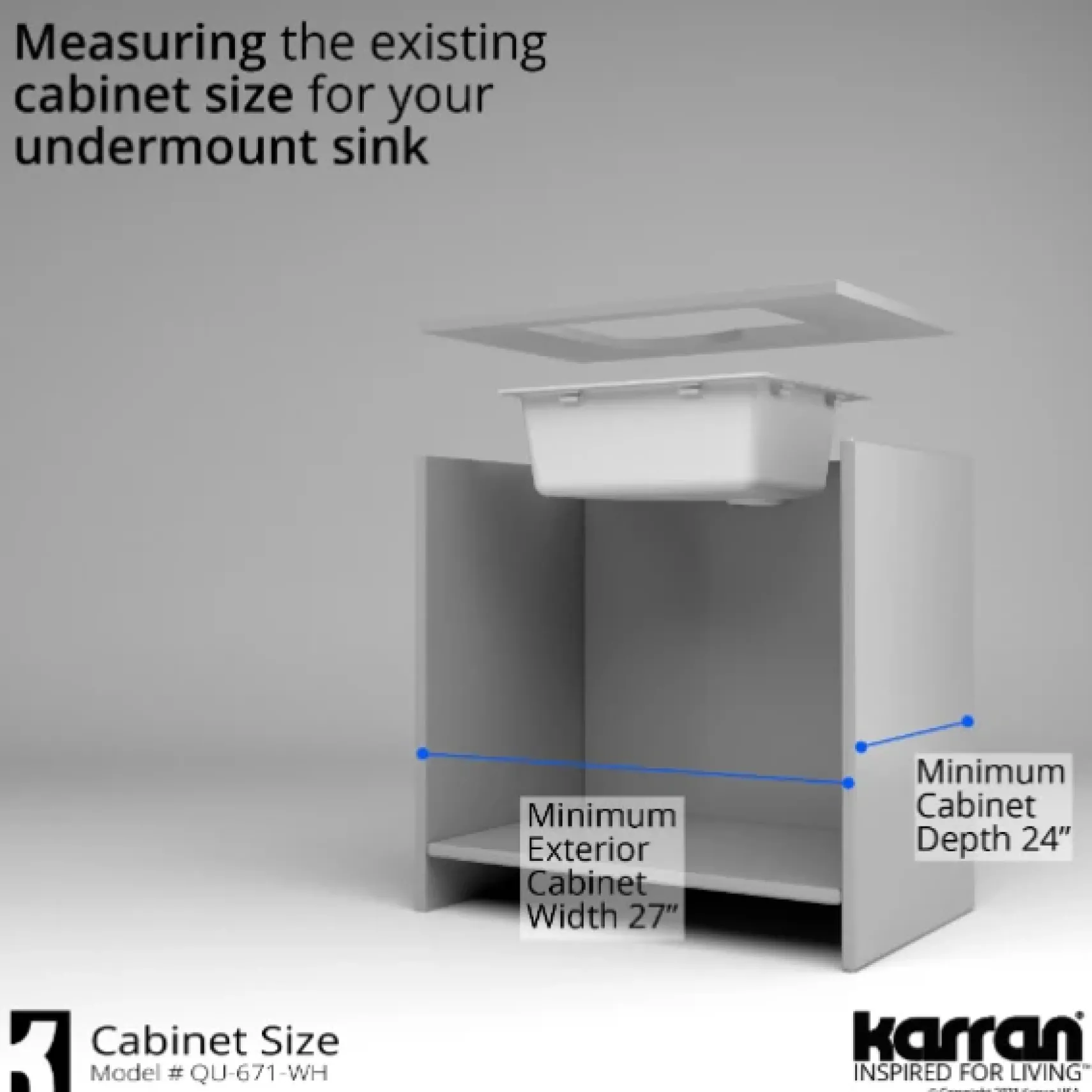 Karran 24" Undermount Quartz Composite Kitchen Sink, White, QU-671-WH