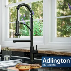 Karran Adlington 1.8 GPM Single Lever Handle Lead-free Brass ADA Kitchen Faucet, Pull-Down, Matte Black, KKF360MB
