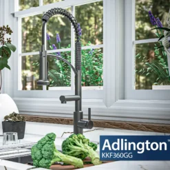 Karran Adlington 1.8 GPM Single Lever Handle Lead-free Brass ADA Kitchen Faucet, Pull-Down, Gunmetal Grey, KKF360GG