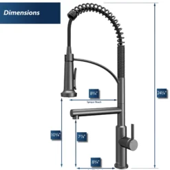 Karran Adlington 1.8 GPM Single Lever Handle Lead-free Brass ADA Kitchen Faucet, Pull-Down, Gunmetal Grey, KKF360GG