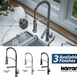 Karran Adlington 1.8 GPM Single Lever Handle Lead-free Brass ADA Kitchen Faucet, Pull-Down, Gunmetal Grey, KKF360GG
