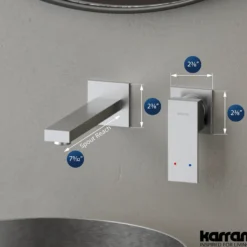 Karran Alberton 1.5 GPM Single Lever Handle Lead-free Brass ADA Bathroom Faucet, Wall Mounted, Stainless Steel, KBF620SS