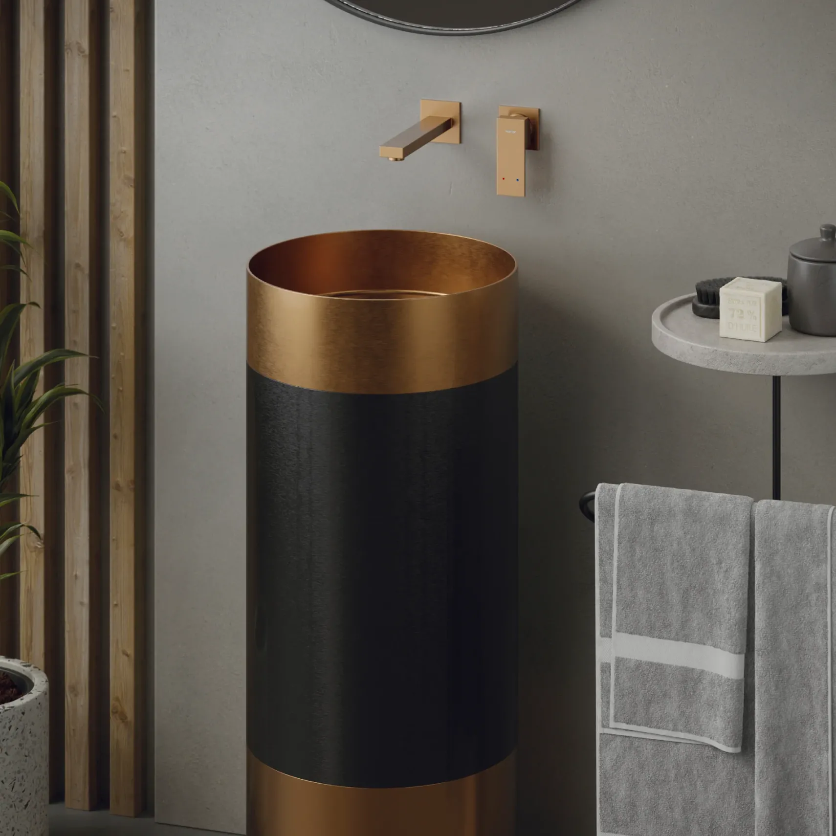 Karran Alberton 1.5 GPM Single Lever Handle Lead-free Brass ADA Bathroom Faucet, Wall Mounted, Brushed Copper, KBF620BC