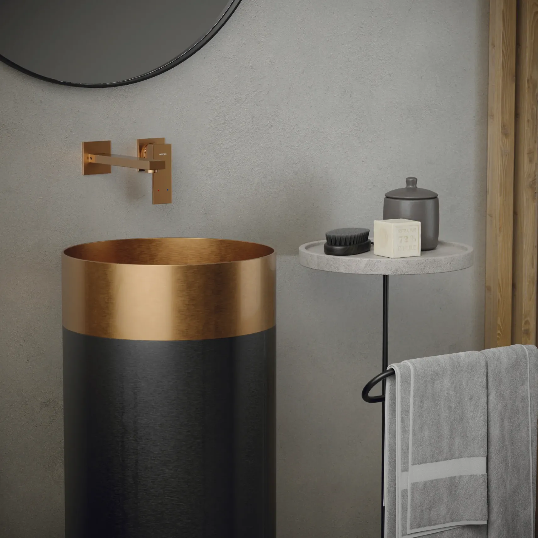 Karran Alberton 1.5 GPM Single Lever Handle Lead-free Brass ADA Bathroom Faucet, Wall Mounted, Brushed Copper, KBF620BC