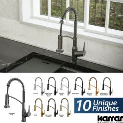 Karran Alston 1.8 GPM Single Lever Handle Lead-free Brass ADA Touchless Kitchen Faucet, Pull-Down, Gunmetal Grey, KKF215GG