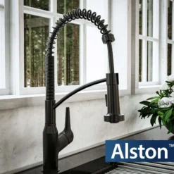 Karran Alston 1.8 GPM Single Lever Handle Lead-free Brass ADA Touchless Kitchen Faucet, Pull-Down, Matte Black, KKF215MB