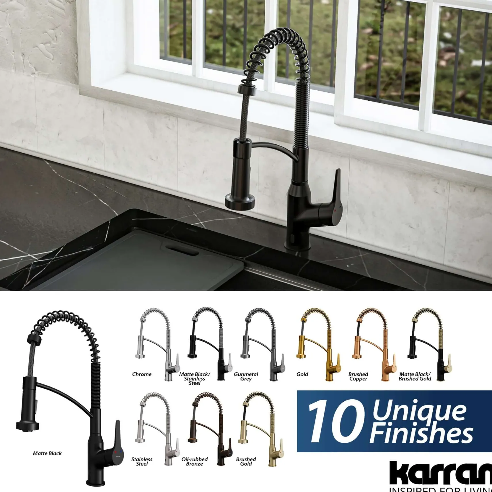 Karran Alston 1.8 GPM Single Lever Handle Lead-free Brass ADA Touchless Kitchen Faucet, Pull-Down, Matte Black, KKF215MB