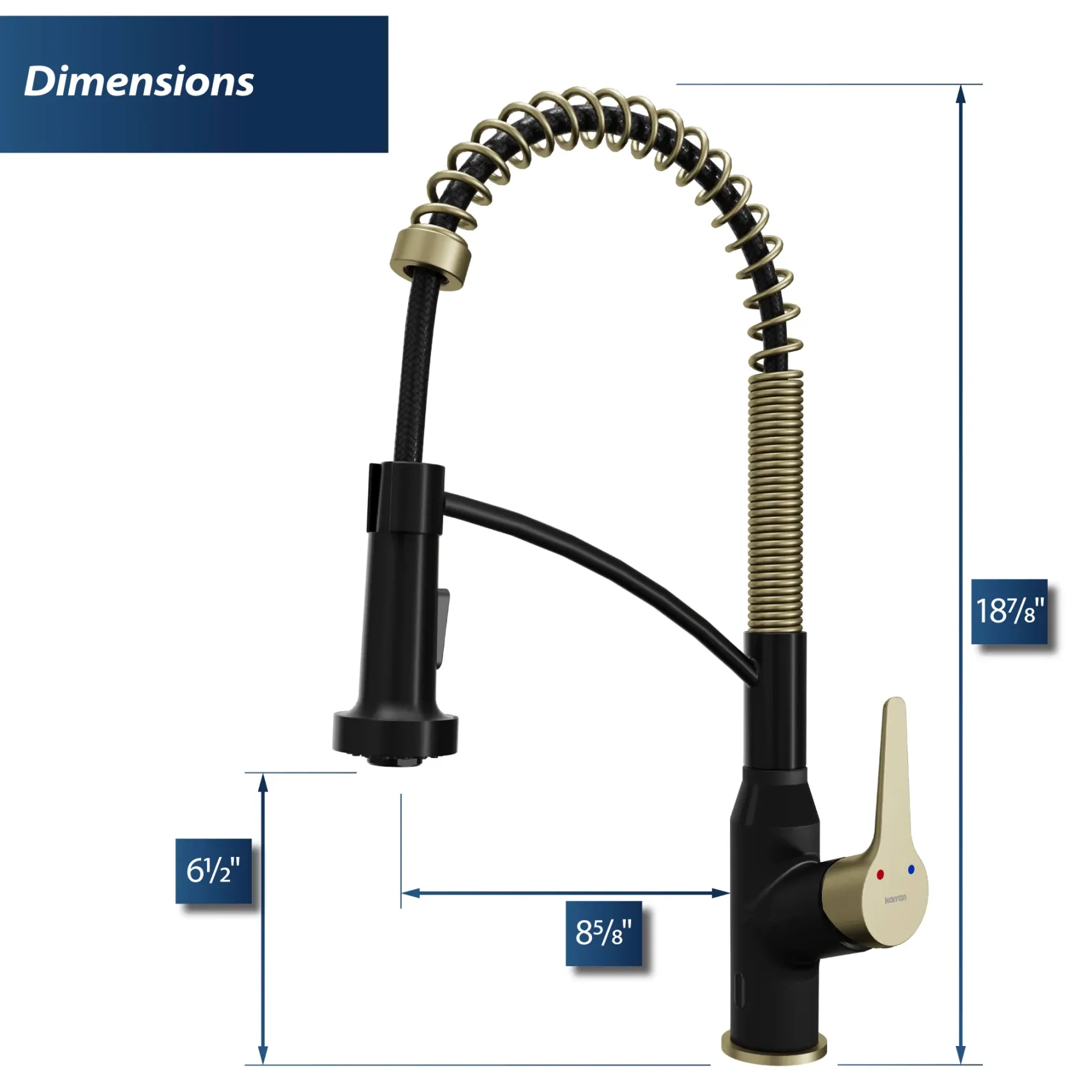 Karran Alston 1.8 GPM Single Lever Handle Lead-free Brass ADA Touchless Kitchen Faucet, Pull-Down, Matte Black & Brushed Gold, KKF215MBBG