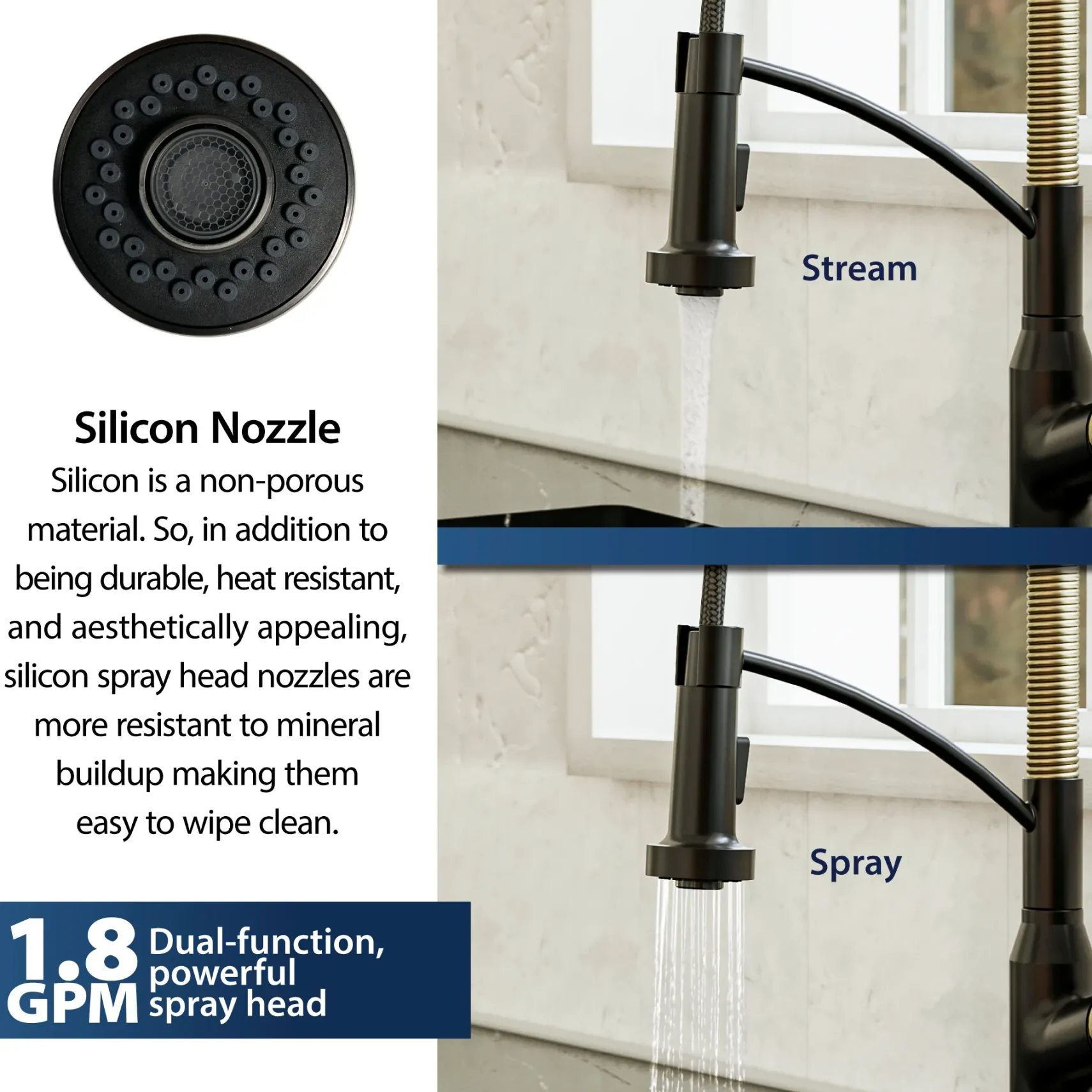 Karran Alston 1.8 GPM Single Lever Handle Lead-free Brass ADA Touchless Kitchen Faucet, Pull-Down, Matte Black & Brushed Gold, KKF215MBBG