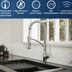 Karran Alston 1.8 GPM Single Lever Handle Lead-free Brass ADA Touchless Kitchen Faucet, Pull-Down, Chrome, KKF215C