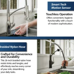 Karran Alston 1.8 GPM Single Lever Handle Lead-free Brass ADA Touchless Kitchen Faucet, Pull-Down, Chrome, KKF215C