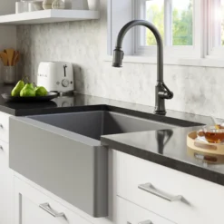 Karran Auburn 1.8 GPM Single Lever Handle Lead-free Brass ADA Kitchen Faucet, Pull-Down Kitchen, Gunmetal Grey, KKF310GG