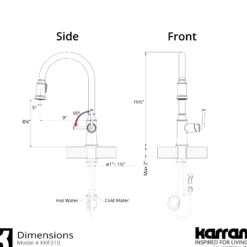 Karran Auburn 1.8 GPM Single Lever Handle Lead-free Brass ADA Kitchen Faucet, Pull-Down Kitchen, Matte Black, KKF310MB